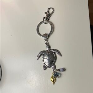 Silver Turtle Keychain with Charms